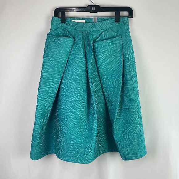 STOGOVA Teal Pleated A Line Skirt - Picture 1 of 6